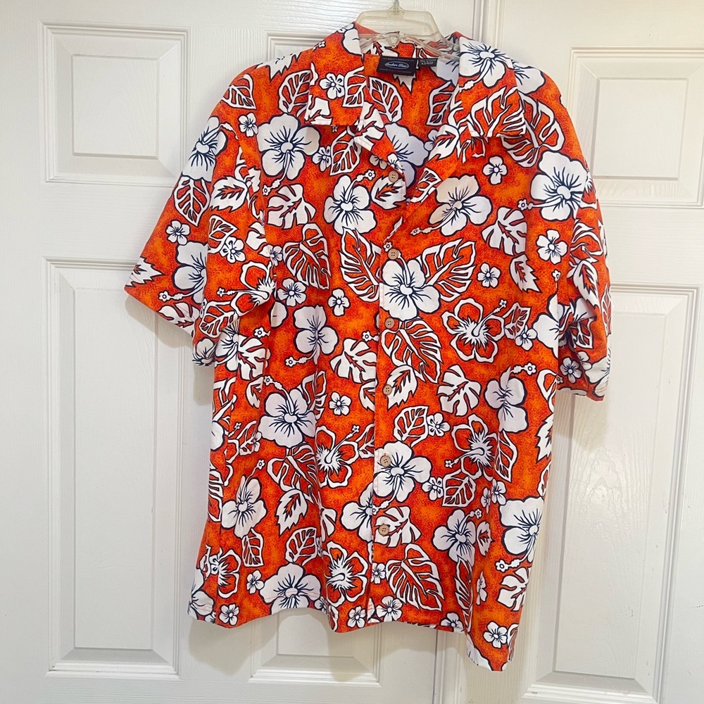 VNTG Anchor Blue Men’s XL Hawaiian Camp Resort Short Sleeve Button Up‎ Shirt